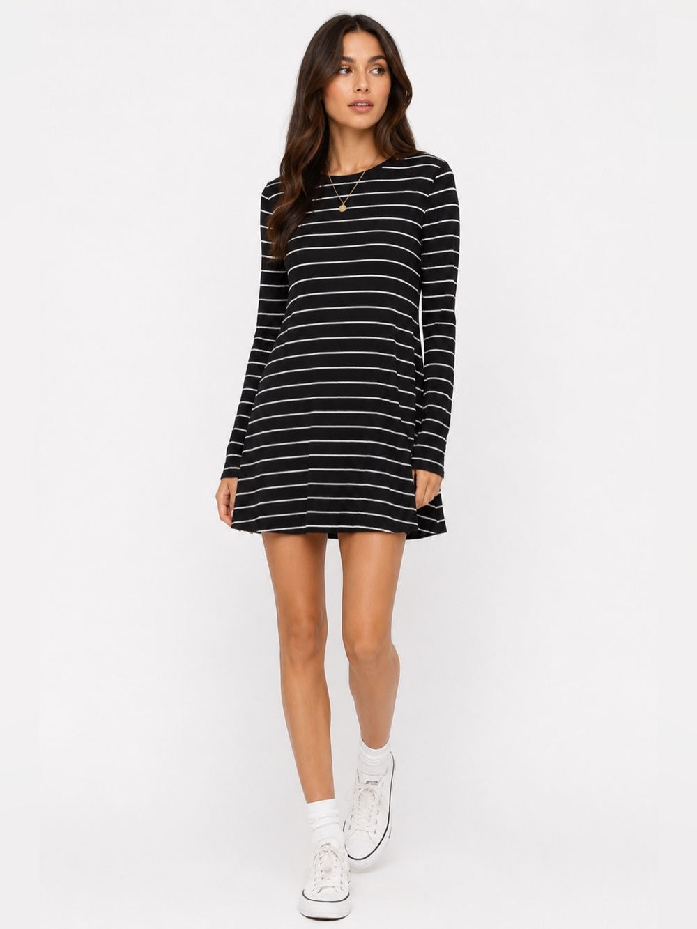 Old Navy Black & White Striped Mini Dress | Size S Petite